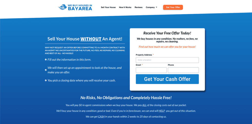 Get A Cash Offer Page